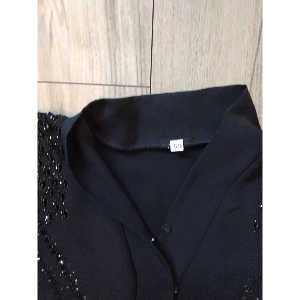 Black Embellished Abaya Robe Sequin Beaded Modest Long Sleeve Kaftan Size 60 - Picture 3 of 7
